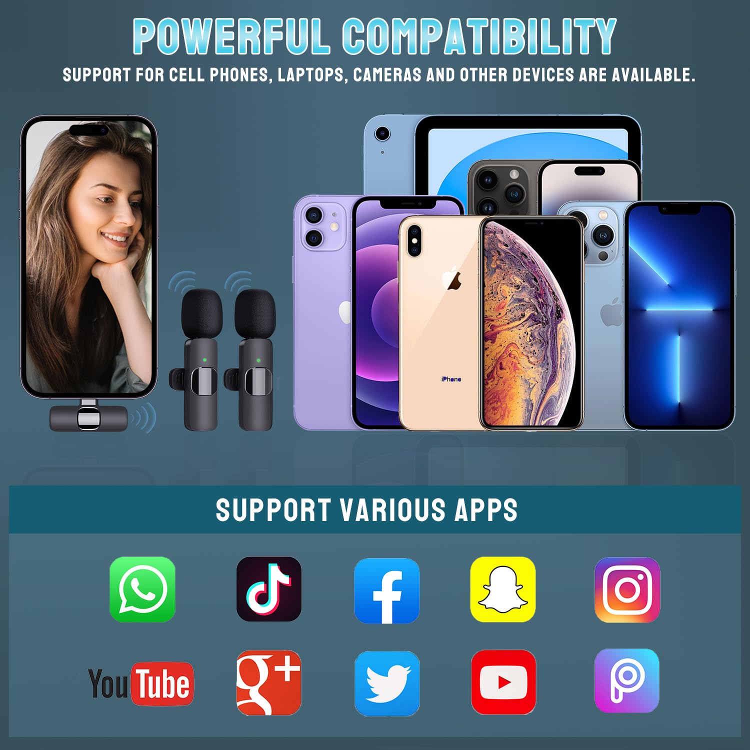 Professional Dual Lavalier Wireless Microphone for iPhone & iPad - Plug & Play for Recording, Live Streaming, YouTube, Facebook, TikTok, Vlogging - Perfect for Interviews, Podcasts & Online Classes