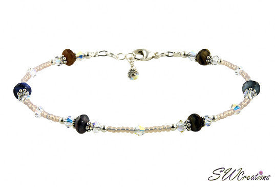 Elegant Glass Beaded Anklet with Gemstone Accents - Boho Chic Ankle Bracelet for Women - Perfect for Beach, Summer Outfits & Festival Fashion