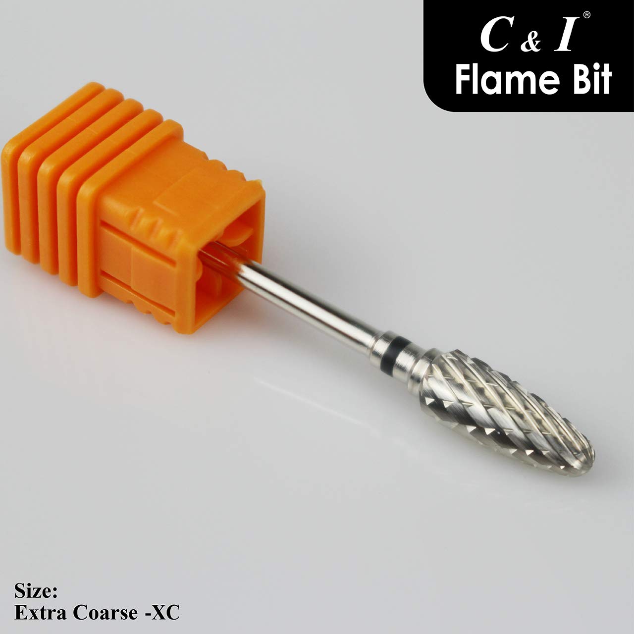 Professional C&I Flame Bit Carbide Nail Drill - Extra Coarse (XC) Silver Tip for Electric Manicure Machines | Perfect for Nail Art, Acrylics & Gel Extensions | Salon & Home Use