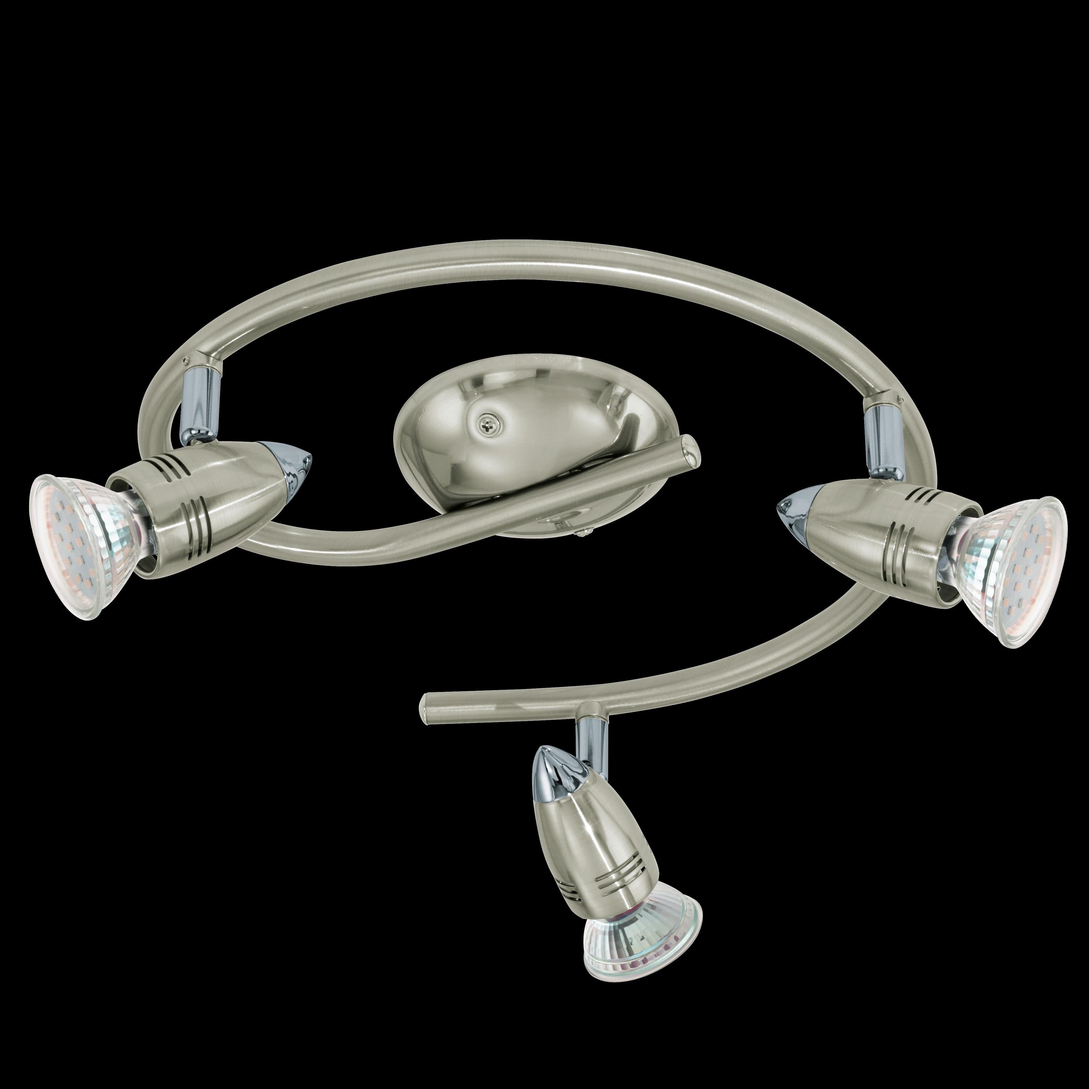 Eglo Magnum LED Nickel 3-Light Spotlight - Modern Ceiling Lighting Fixture for Living Room, Bedroom, and Hallway