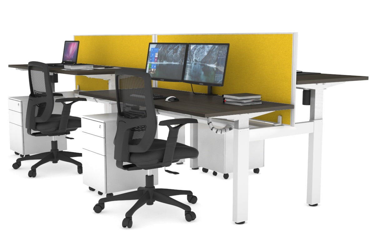 Adjustable Height 4-Person H Bench Workstation - White Frame [1200L x 700W] for Office, Classroom, or Workshop Use