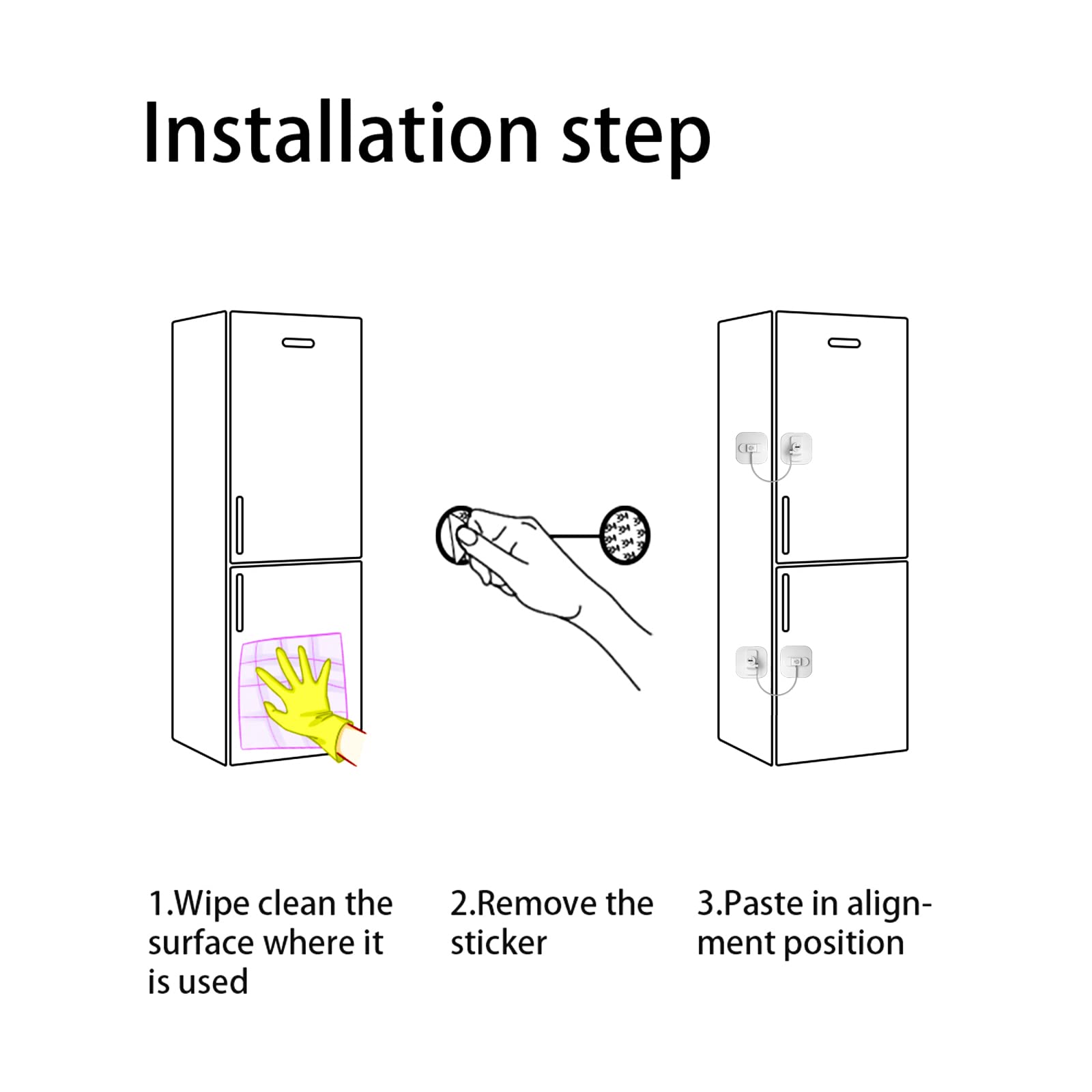 Refrigerator Lock with Key - 2 Pack Fridge Freezer Lock for Cabinets, Drawers, Air Fryer, Oven, Closet & Windows - Child Safety Locks with 4 Keys (White) - Perfect for Baby Proofing & Home Security