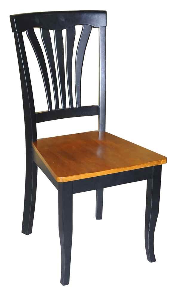 East West Furniture AVC-BLK-W Avon Dining Room Chairs - Set of 2 Solid Wood Slat Back Chairs in Black & Cherry Finish for Kitchen, Dining Room & Home Decor