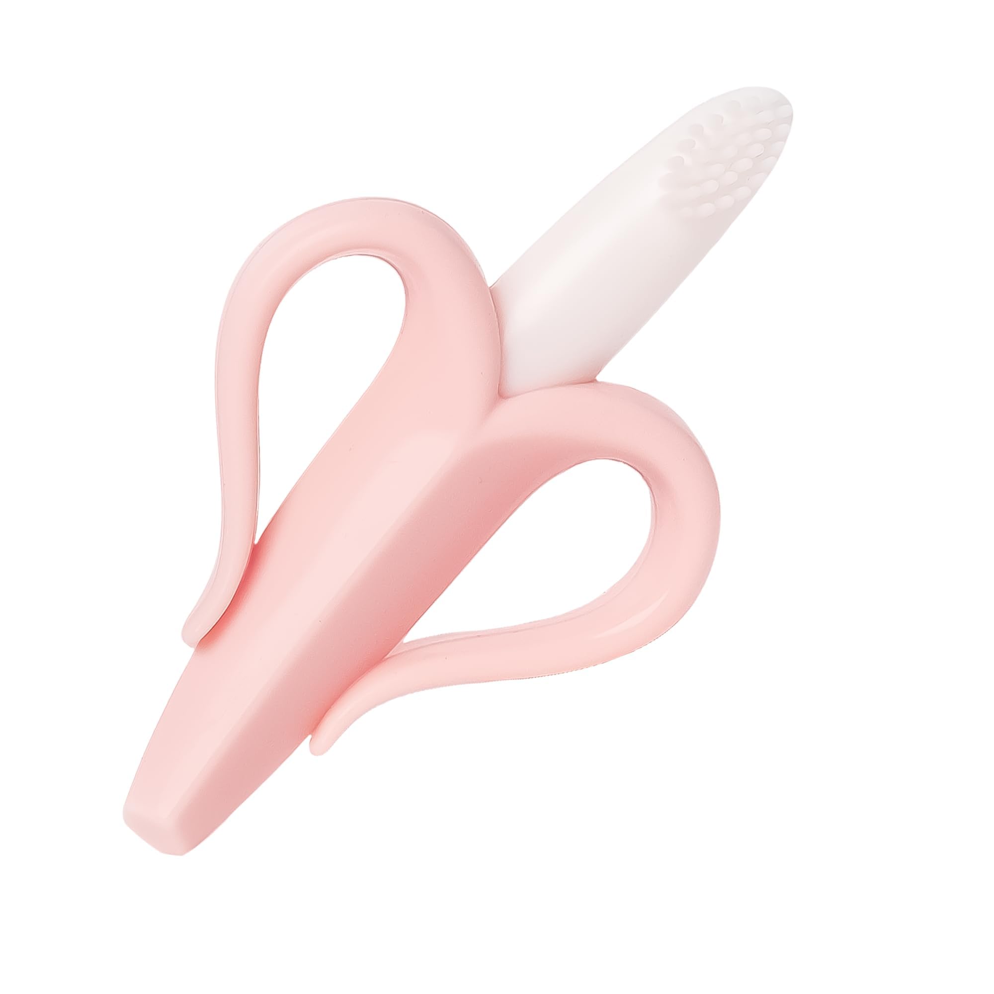 MASTELA Silicone Banana Teething Toy & Baby Toothbrush - Safe Teether for Infants, Toddlers & Newborns (Pink, 1 Pack) | Perfect for Soothing Sore Gums & Early Oral Care