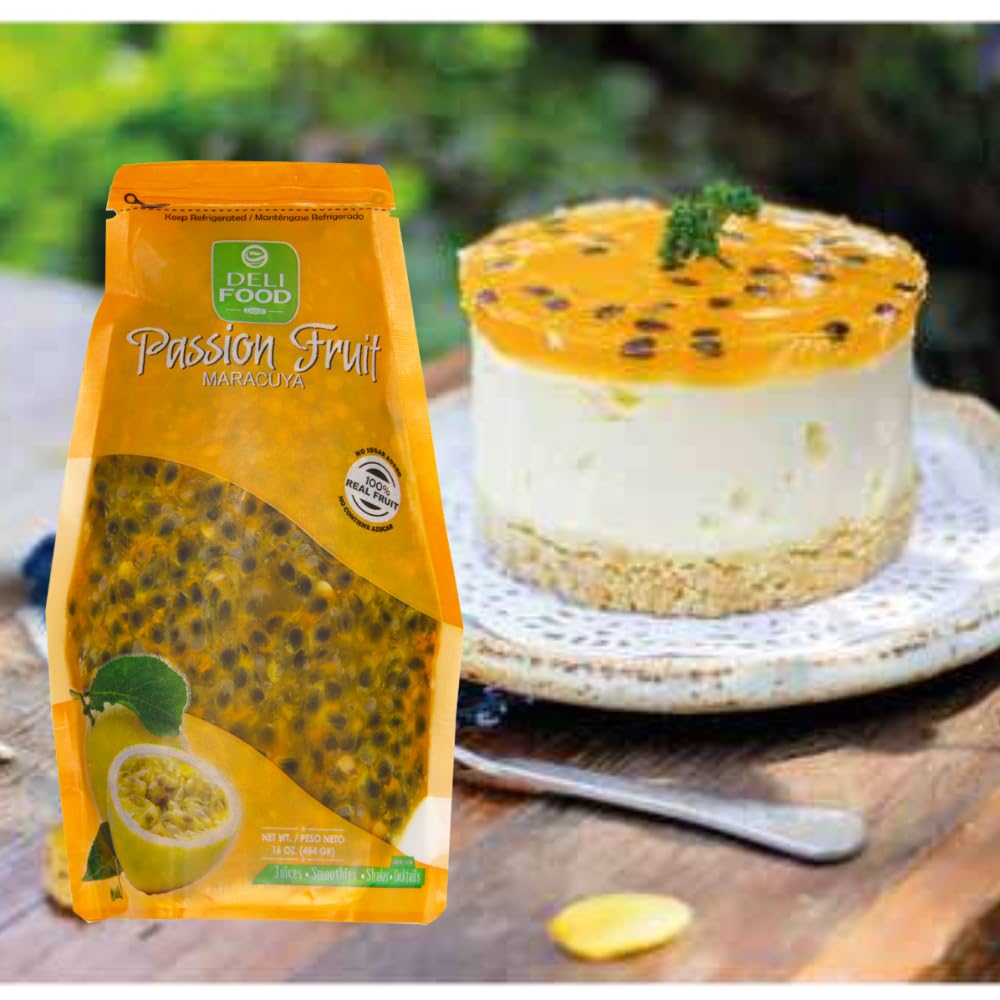 100% Pure Passion Fruit Pulp (Maracuya) with Seeds - No Added Sugar, Natural Tropical Flavor for Cocktails, Smoothies, Juices, Desserts | Perfect for Refreshing Drinks, Sauces & Healthy Snacks | Pack of 3 | Great for Summer Parties & Family Gatherings