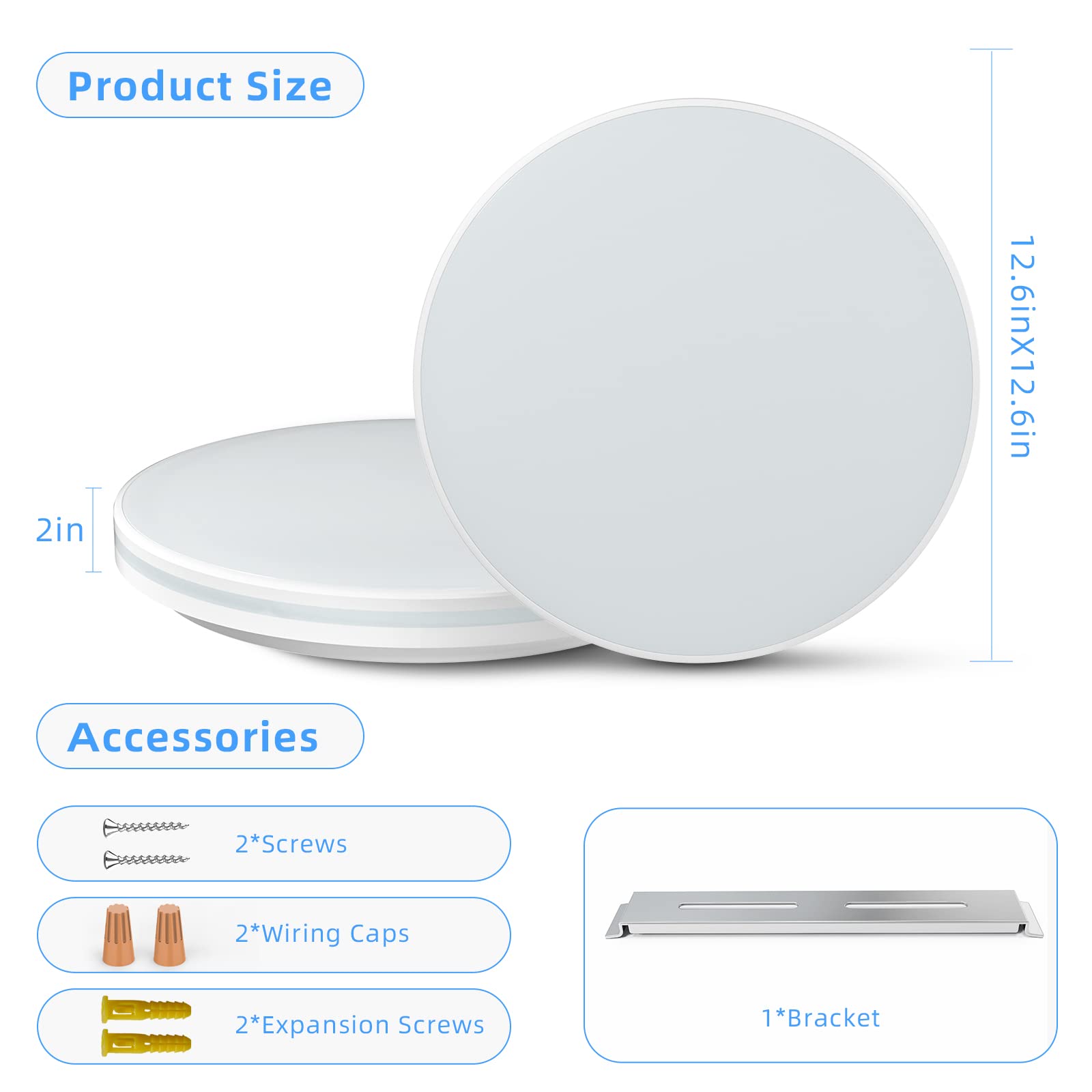 24W LED Ceiling Light Fixture - Flush Mount Daylight White Bathroom Lighting for Bedroom, Living Room & Kitchen | Dimmable Energy-Saving Lamp for Home & Office Use