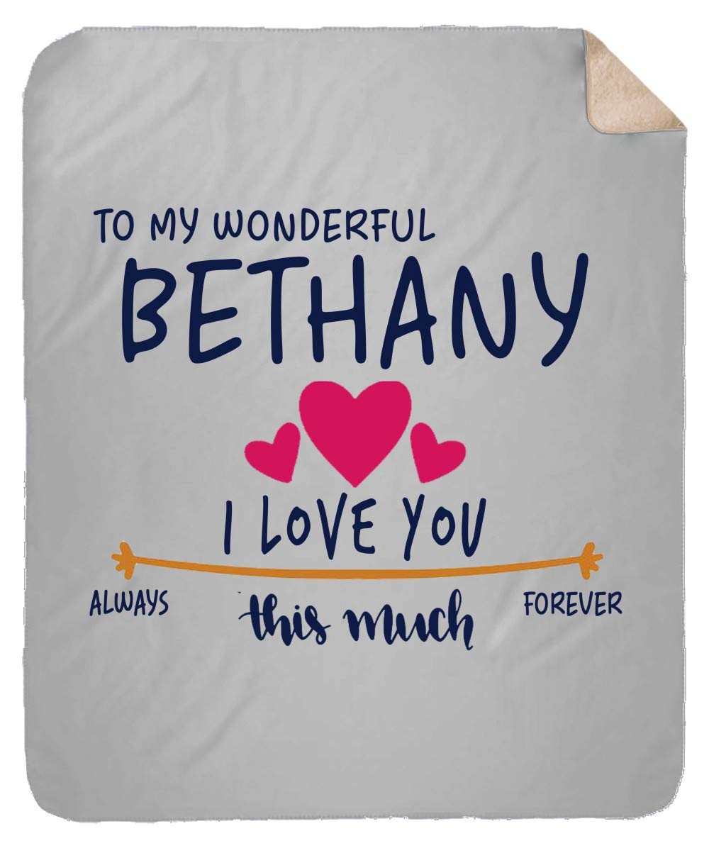 Personalized Plush Fleece Blanket for Bethany - 60x80 Inch Soft TV Blanket with Custom Name - Perfect for Couples, Family Gifts, and Cozy Movie Nights