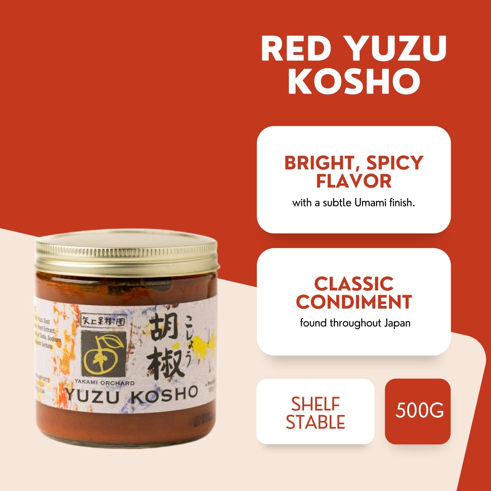 Premium Red Yuzu Kosho Japanese Chili Paste - 17.6 oz Glass Jar - Authentic Citrus Chili Condiment for Sushi, Ramen, Grilled Meats & Asian Cooking