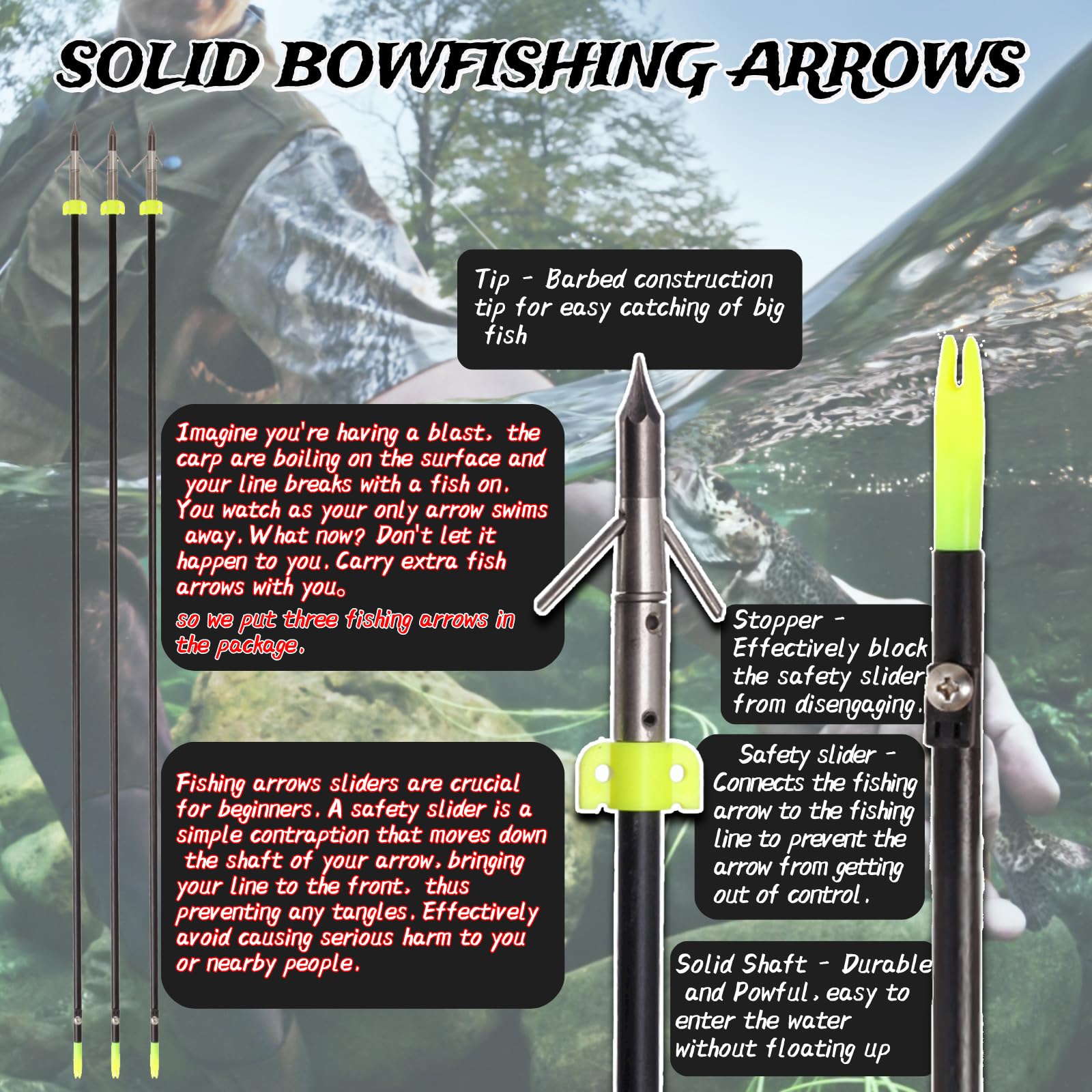 SOPOGER 45lbs Recurve Bowfishing Bow Kit for Adults - Powerful Bow Fishing Combos with Durable Reels & Detailed Instructions - Perfect for Big Fish Hunting in Lakes, Rivers, and Outdoor Adventures