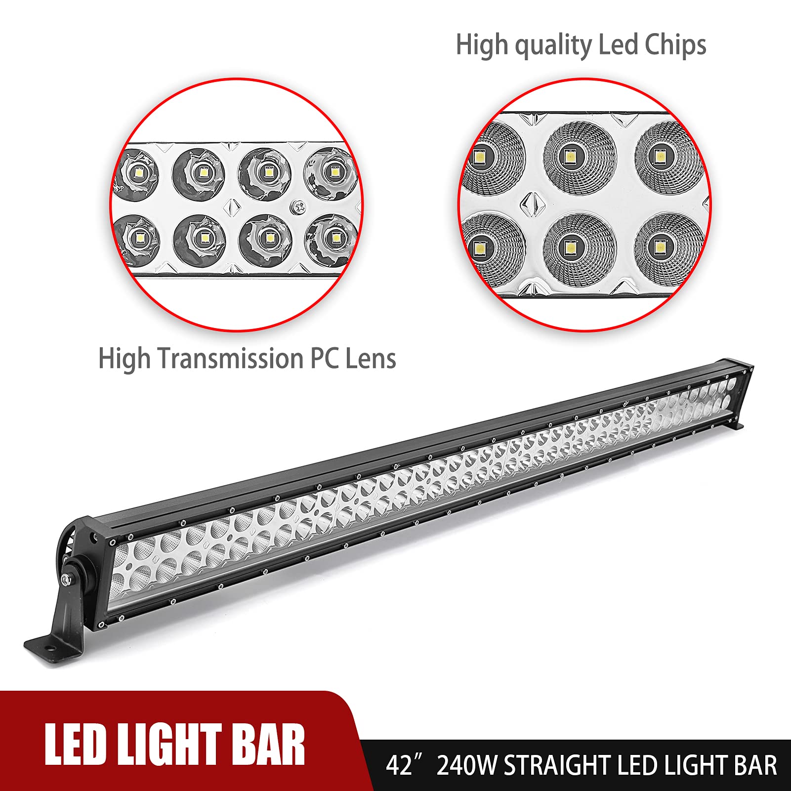42'' 240W LED Straight Light Bar with Front Upper Roof Windshield Mount Bracket & Rocker Switch Wiring Kit - Compatible with Can Am Maverick X3, Commander 800 & 1000 - Perfect for Off-Roading, Night Driving & Adventure Vehicles