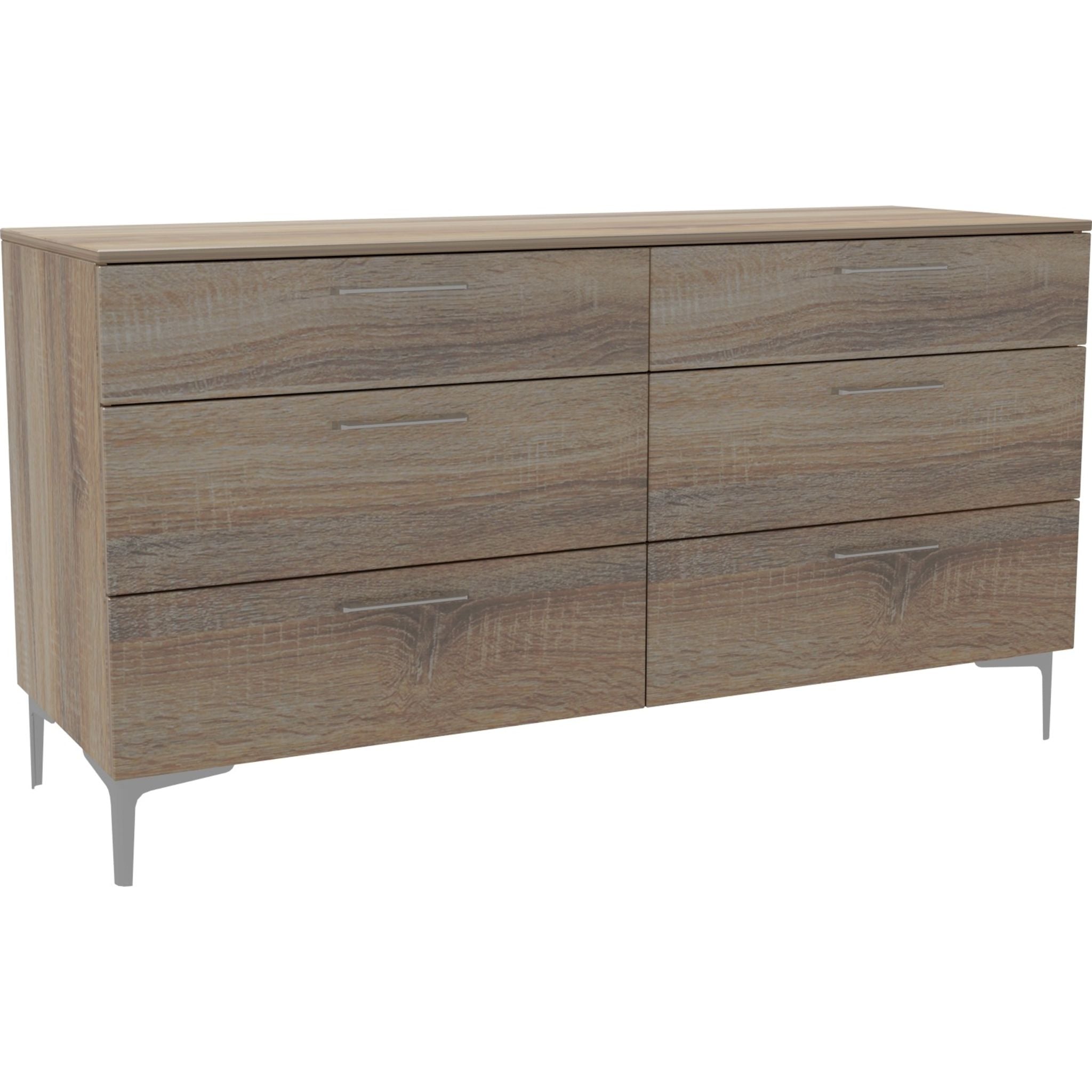 Apollo Dresser - French Oak Solid Wood Bedroom Dresser with 6 Drawers, Vintage Style Storage Cabinet for Bedroom, Living Room & Office Organization