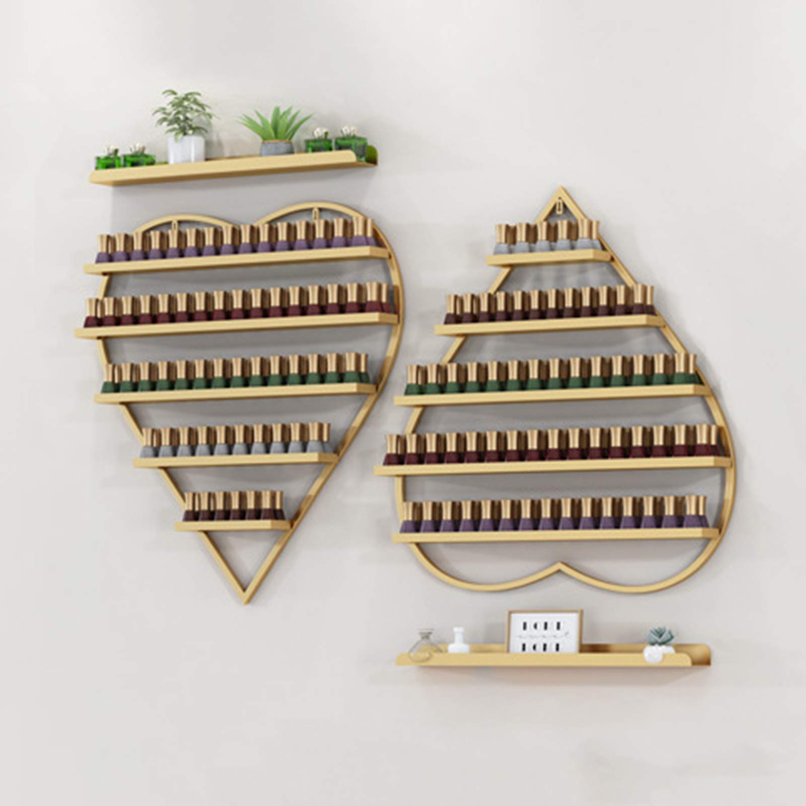 Heart-Shaped DIY Metal Nail Polish Holder Wall Rack - Cosmetic Organizer for Nail Polish, Perfume, Lip Gloss & Essential Oils - Perfect for Salon, Bathroom, or Retail Store Display