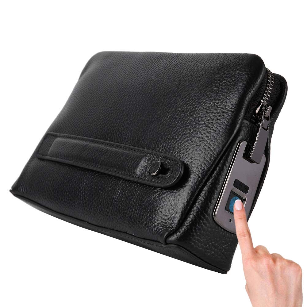 Fipilock FL V1 Smart Fingerprint Wallet for Men - RFID Blocking Anti-Theft Leather Wallet with Zipper & Fingerprint Lock - Perfect for Travel, Business & Everyday Use (Black)