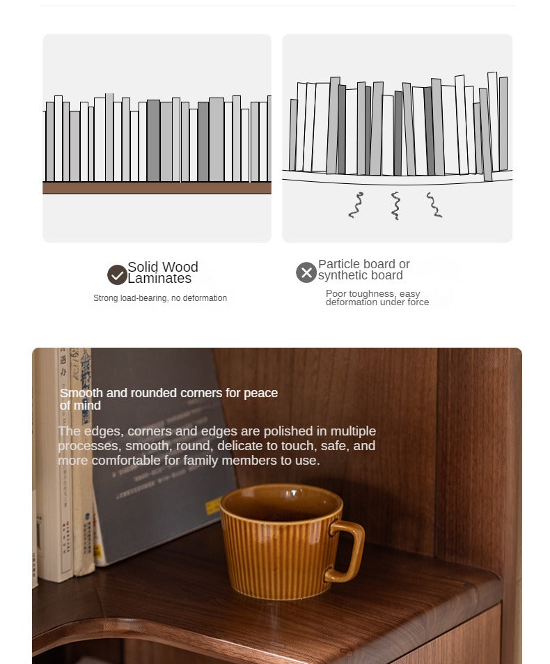 Solid Black Walnut Wood Corner Bookcase Shelf - Stylish Storage for Books, Decor & Small Spaces | Perfect for Living Room, Office & Bedroom Organization