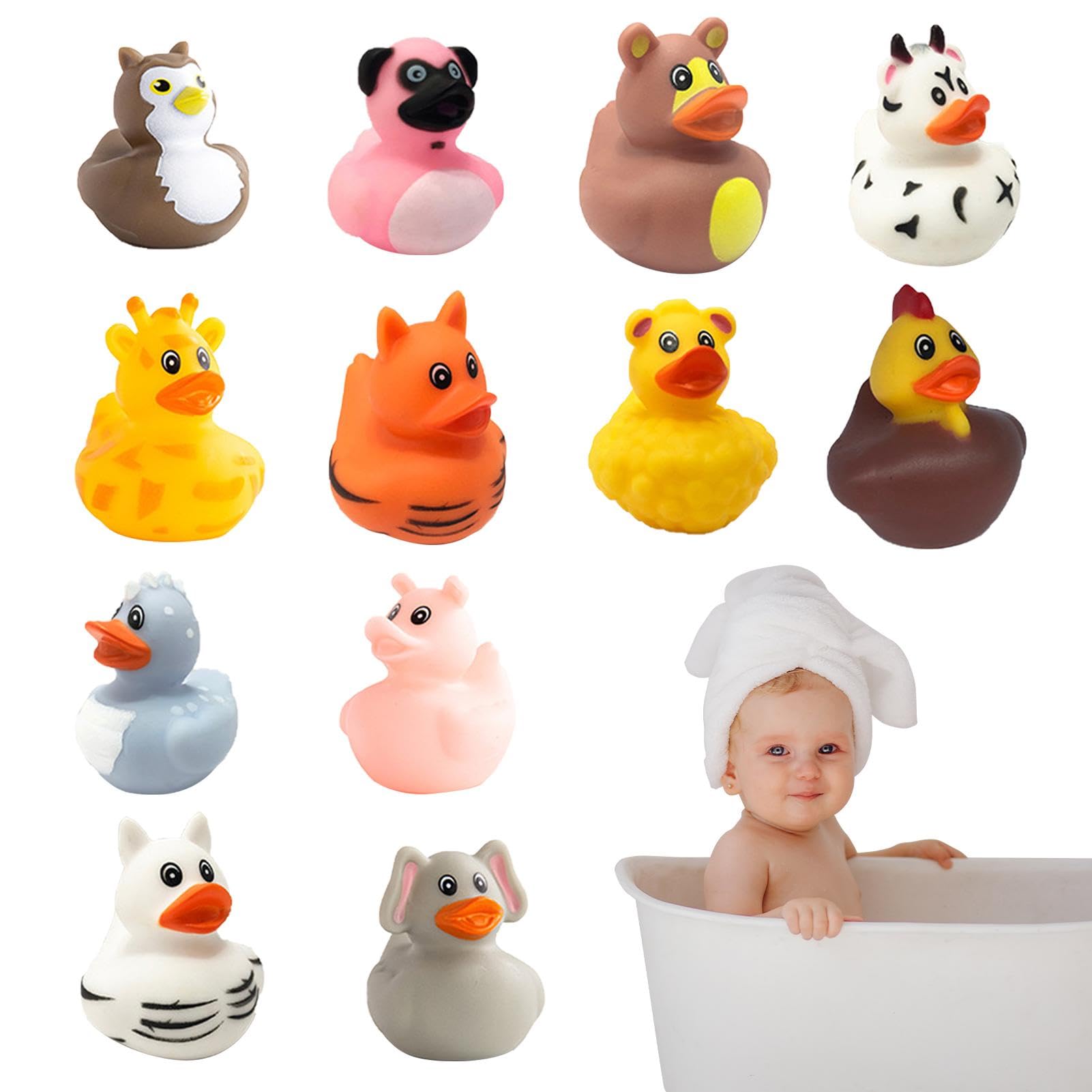 12pcs Floating Duck Bath Toys for Babies & Toddlers - Cute Swimming Duck Set for Fun Bath Time | Safe & Non-Toxic Infant Bathtub Toys | Perfect for Sensory Play, Baby Shower Gifts & Early Learning