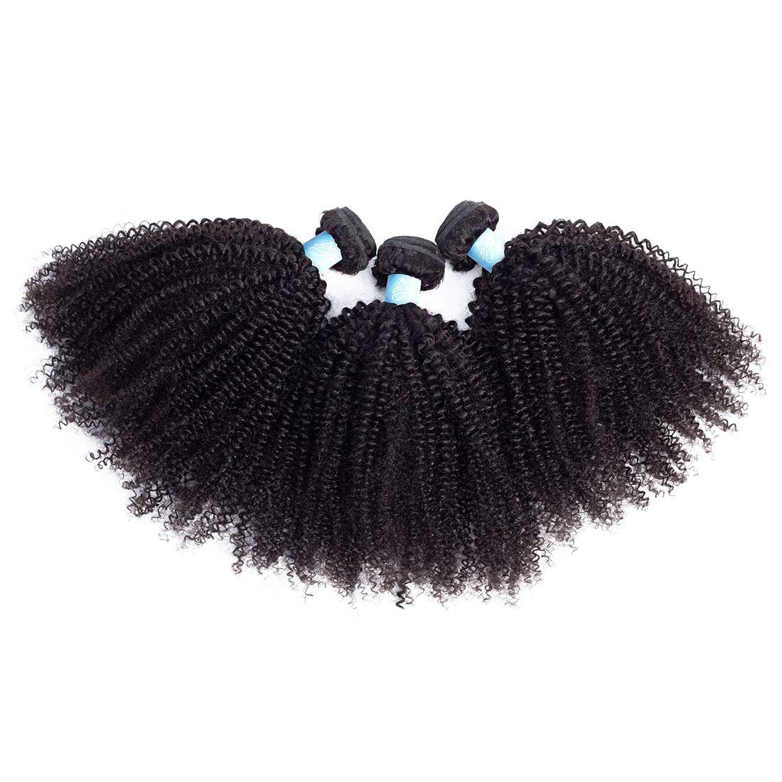 BLY 7A Mongolian Afro Kinky Curly Boho Human Hair Extensions - 3 Bundles Unprocessed Weft for African American Women (20/22/24 Inch) | Natural Black Color | Perfect for Protective Styles, Box Braids & Boho Chic Looks