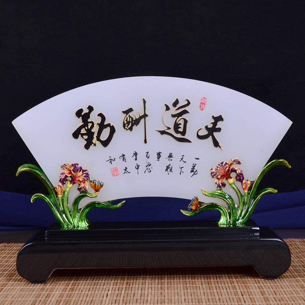 Handmade Colored Glaze Jade Screen Sculpture - Vintage Enamel Home Decor Art Piece for Living Room, Office & Feng Shui Gifts