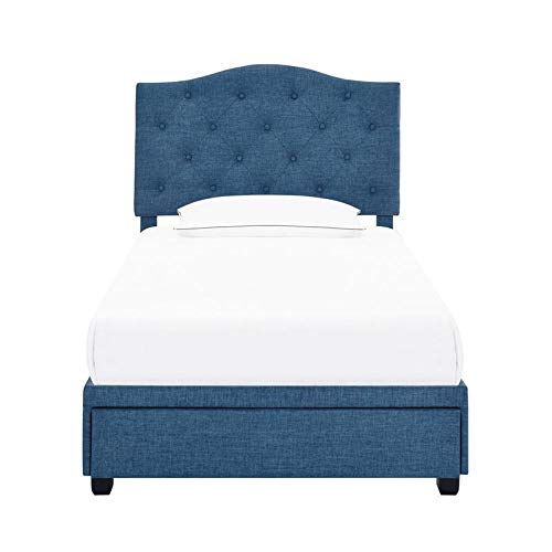 Denim Blue Twin Tufted Storage Bed for Small Spaces