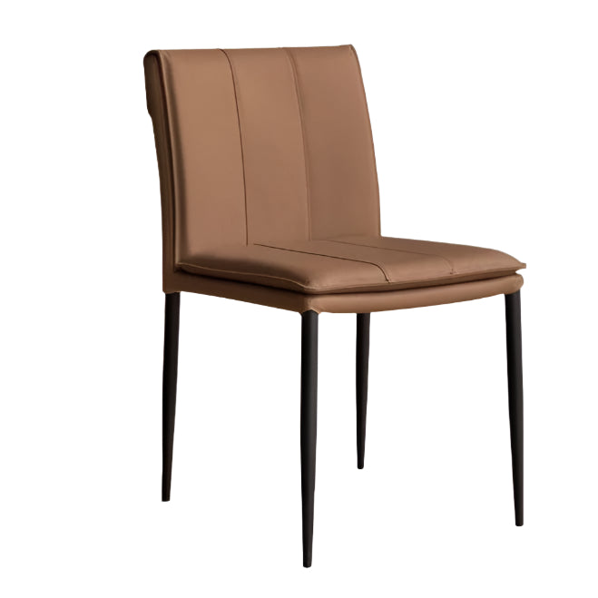 Premium Organic Leather Iron Light Luxury Soft Backrest Chair - Elegant Home Office & Lounge Seating for Comfort & Style