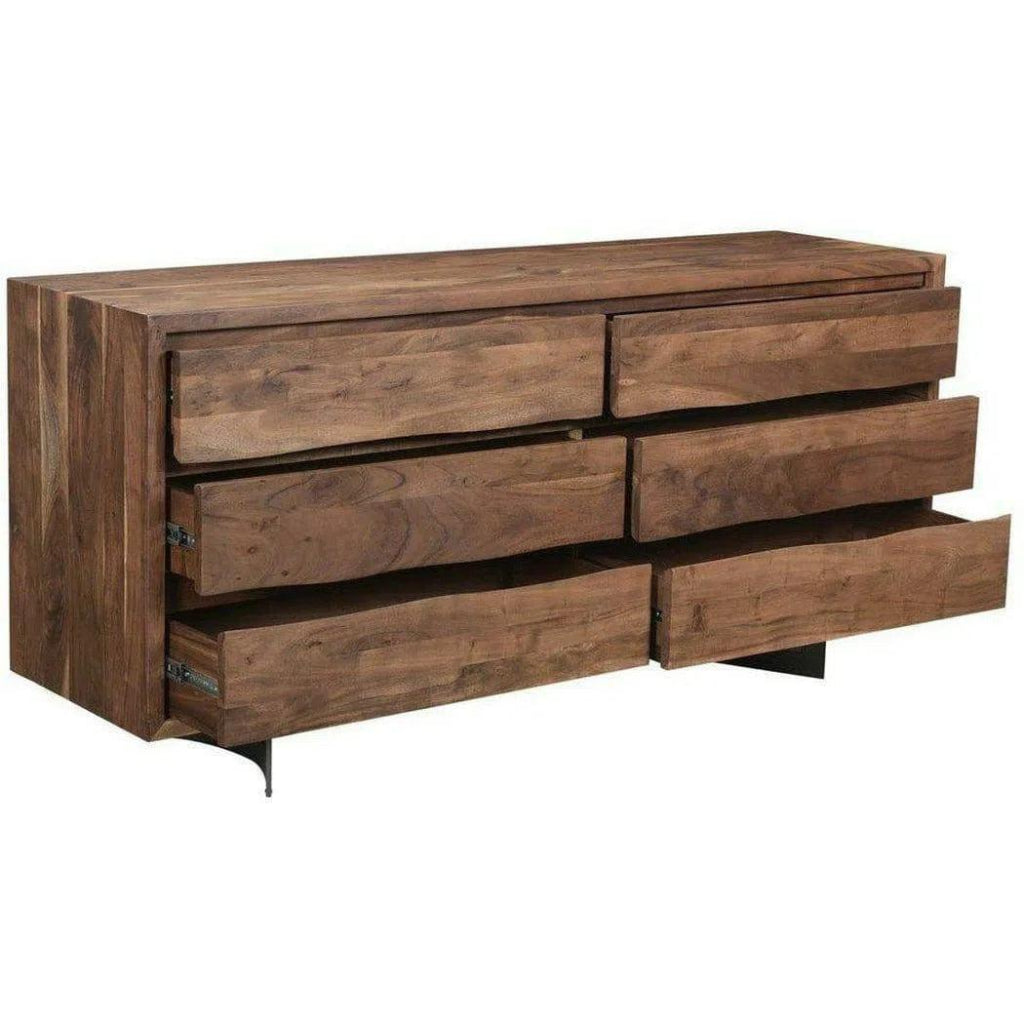 72 Inch Dresser Smoked Brown Industrial - Modern Rustic Wooden Chest of Drawers for Bedroom Storage & Organization