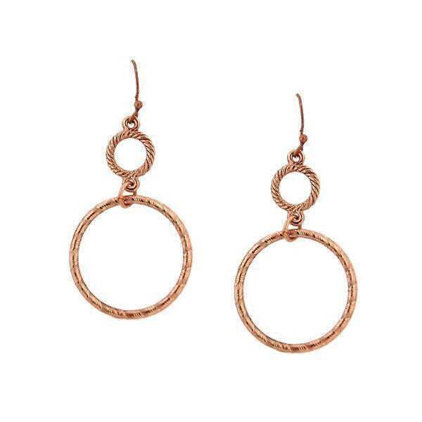 Vintage 1928 Jewelry Copper Double Hoop Wire Earrings for Women - Boho Chic Dangle Earrings for Party, Wedding & Everyday Wear