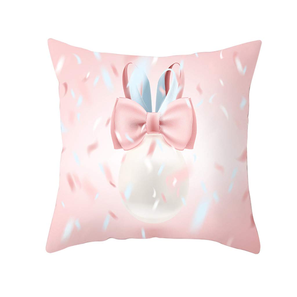 Happy Easter Printed Polyester Pillow Case - Soft Sofa Throw Cushion Cover for Living Room, Bedroom & Chair Decor | Perfect for Spring Home Decor, Easter Gifts & Holiday Party Decoration