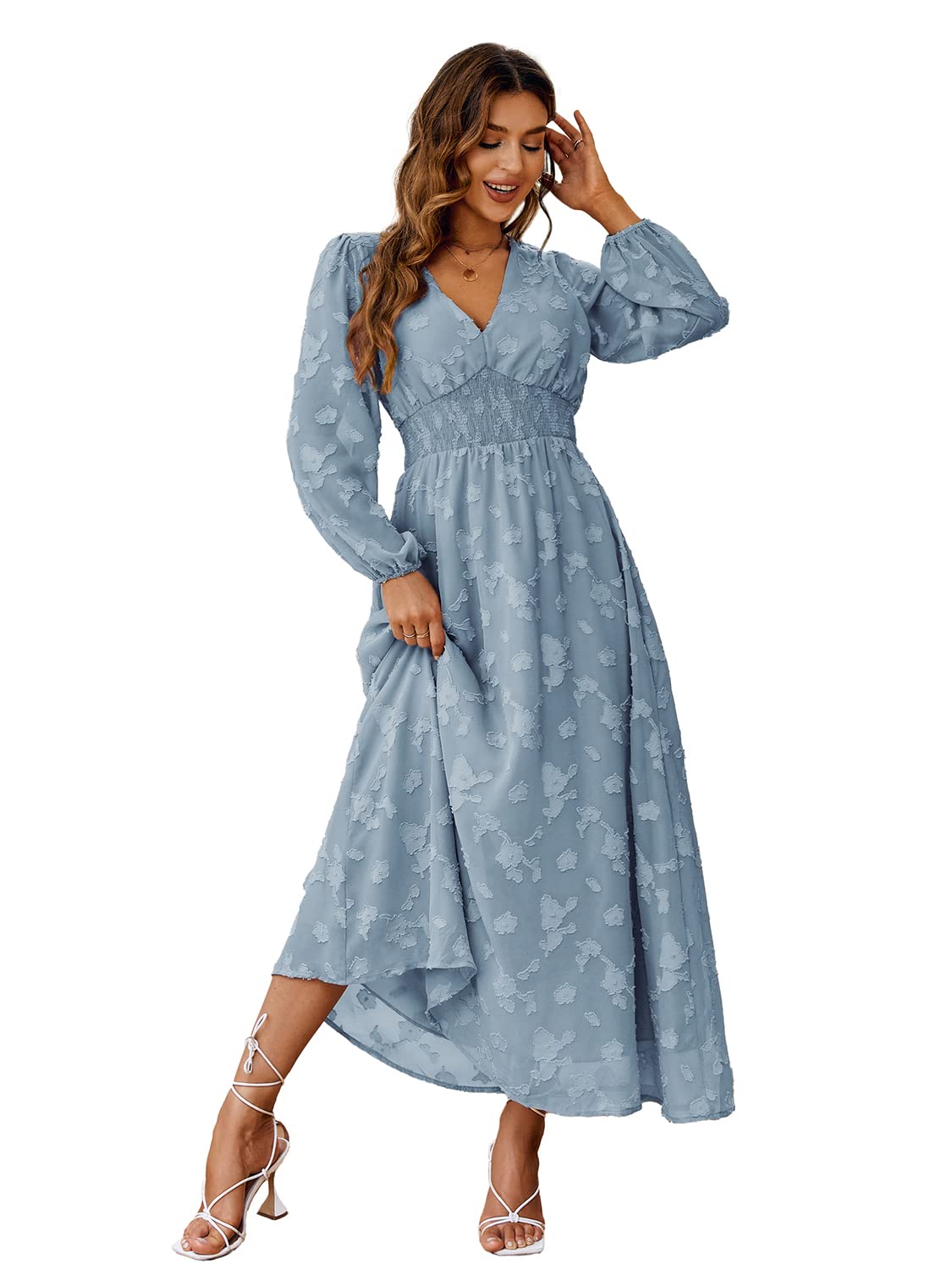 Boho Floral Maxi Dress for Women - Flowy Casual V-Neck Short Sleeve Wedding Guest Dress | Perfect for Beach Vacations, Summer Holidays & Special Occasions