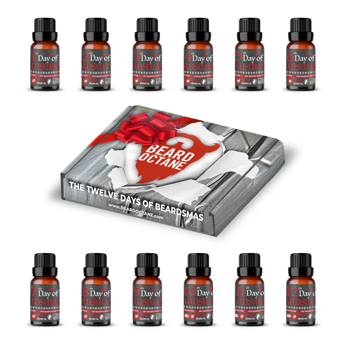 Beard Octane Holiday Beard Oil Gift Set - 12 Days of Beardsmas for Men - Perfect for Christmas Gifts & Beard Care Routine