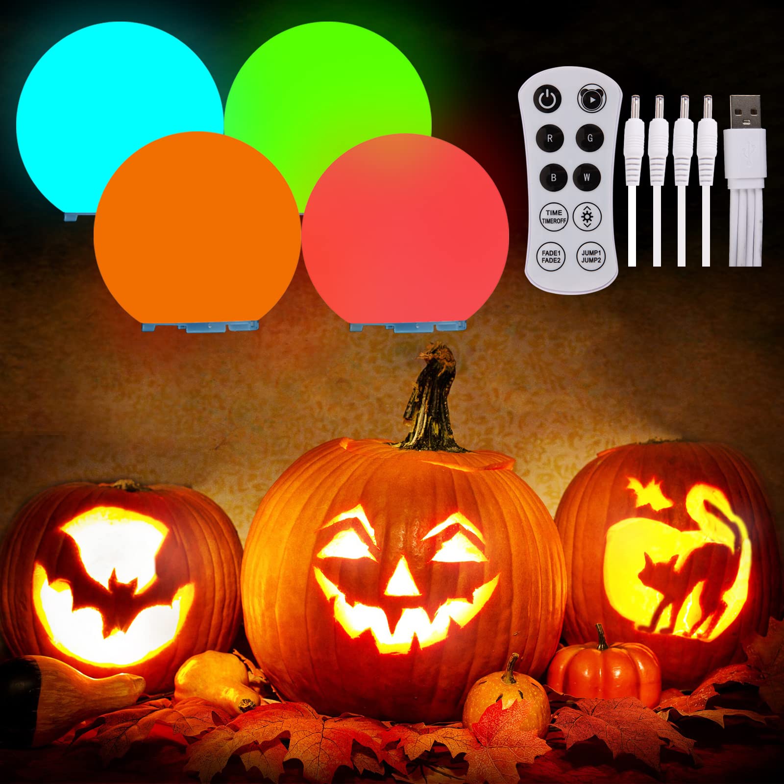 **YaCaTaM Rechargeable Floating Pool Lights with Remote - 4 Pack Waterproof LED Ball Lights for Halloween, Christmas, Hot Tub, Party Decor - Indoor & Outdoor Night Lights for Garden, Patio, Poolside**