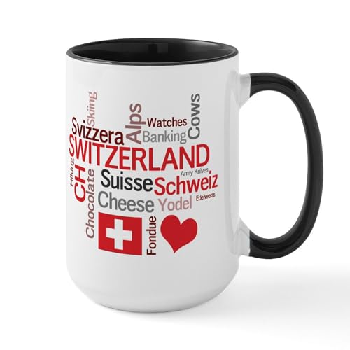 White/Black Inside - Switzerland Favorite Swiss Things Large Mug