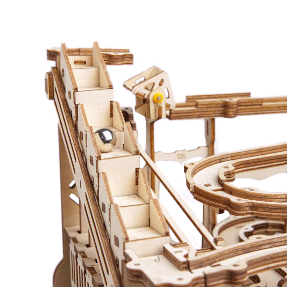 ROBOTIME Marble Run DIY Building Kit - STEM Educational Toy for Kids & Adults - Fun Wooden Puzzle Game for Family & Classroom Activities