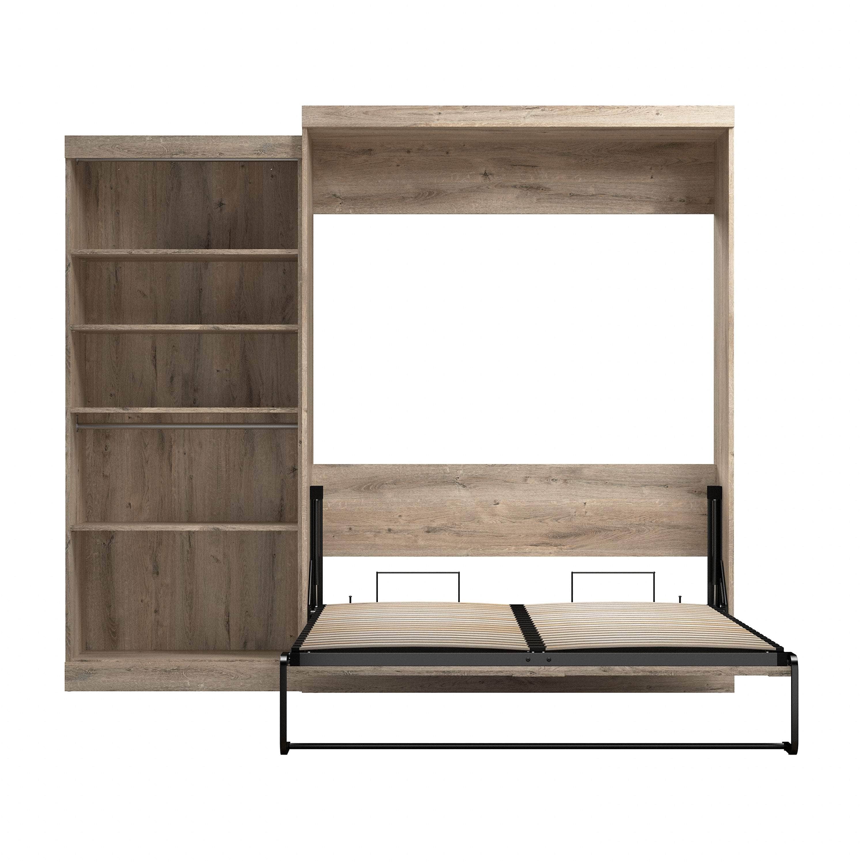 Pur Queen Murphy Wall Bed with Closet Organizer (101W) - 7 Color Options | Space-Saving Wall Bed for Small Apartments, Guest Rooms & Home Offices