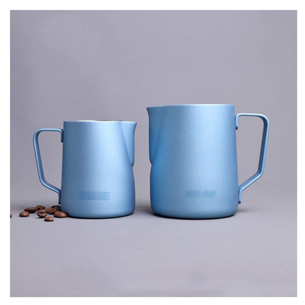 Premium 304 Stainless Steel Creamer Pitcher - Pointed Spout Milk Frothing Cup, Coffee & Latte Art Pitcher, Customizable Butter Warmer - Perfect for Baristas, Home Brewing, Cappuccino & Hot Chocolate Making (Blue)