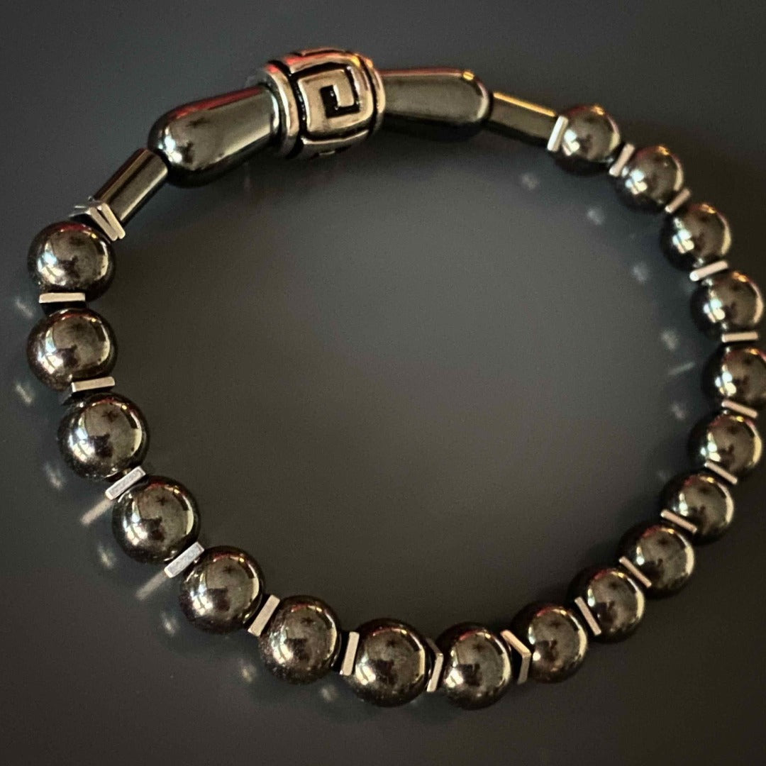 Healing Hematite Beaded Bracelet for Men - Natural Stone Stress Relief & Energy Balance - Perfect for Meditation, Yoga & Daily Wear