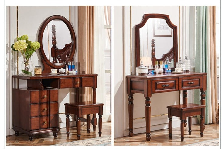 CHARLOTTE Hilton American Country Style Vanity Dressing Table with Mirror - Perfect for Bedroom Makeup & Jewelry Organization