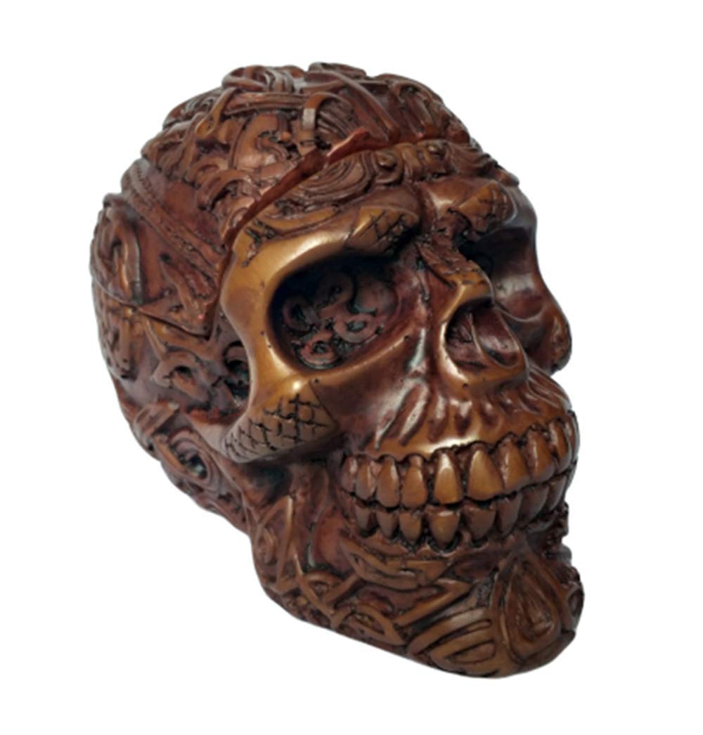 CoziNest Human Skull Skeleton Resin Head Statue - Decorative Ashtray & Storage Box for Home, Office, or Halloween Decor (Red Brown) | Perfect for Gothic Decor, Smoking Accessories, and Unique Gift Ideas