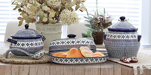 Handmade Blue Rose Polish Pottery Mosaic Soup Ladle - Elegant Kitchen Utensil for Serving Soups, Stews & Sauces - Perfect for Dinner Parties, Holiday Meals & Home Decor