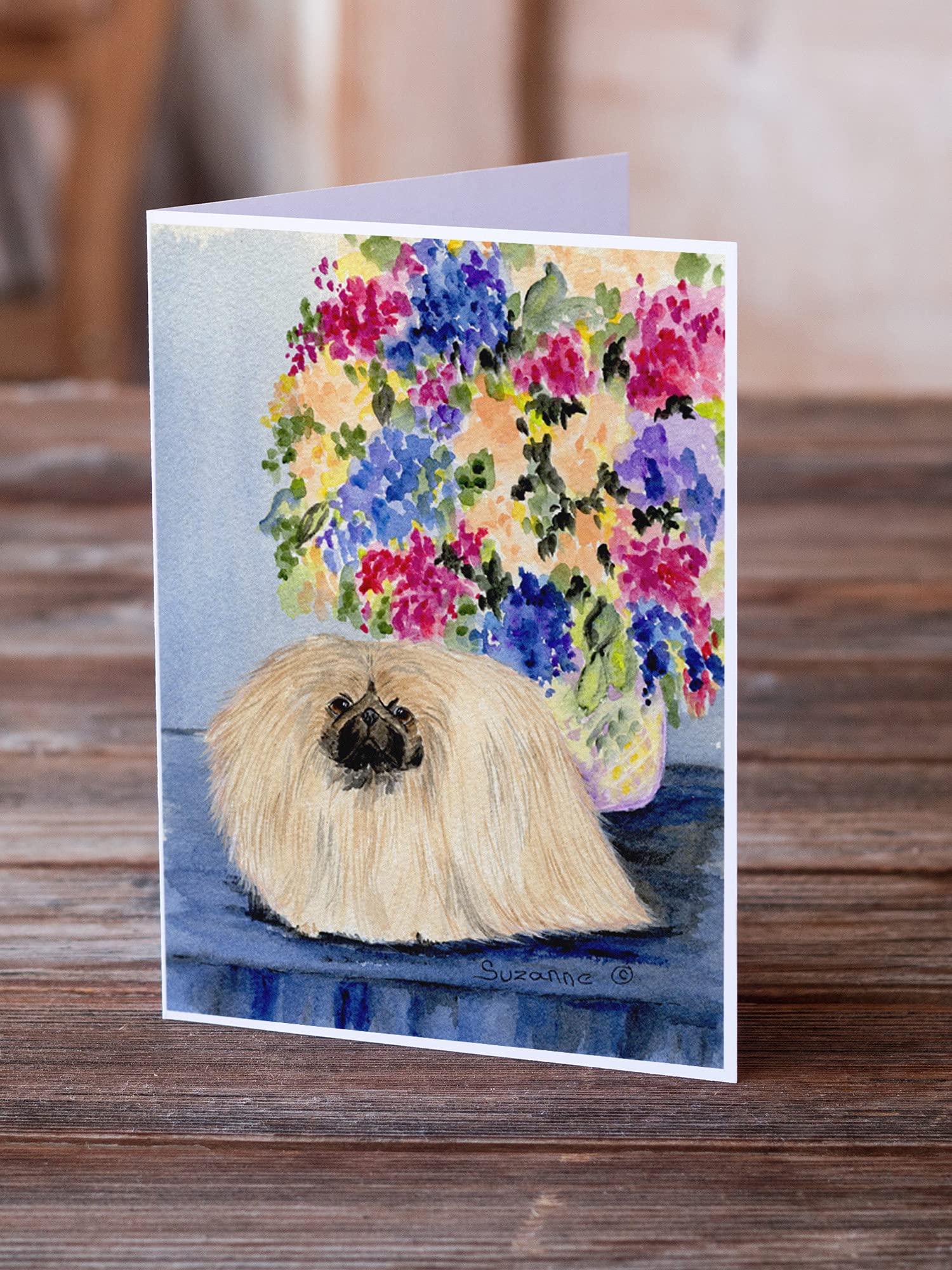 Pekingese Greeting Cards - Pack of 8 Blank A7 Note Cards (5x7) with Envelopes | Whimsical Dog-Themed Stationery for Birthdays, Thank You Notes & Special Occasions
