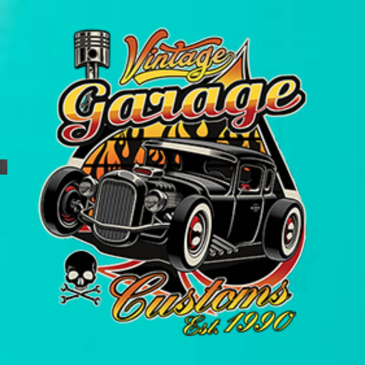 1990s Vintage Garage Customs Hot Rod Classic Car & Truck Racerback Tank Top for Women - Retro Muscle Car Enthusiast Apparel for Car Shows & Casual Wear