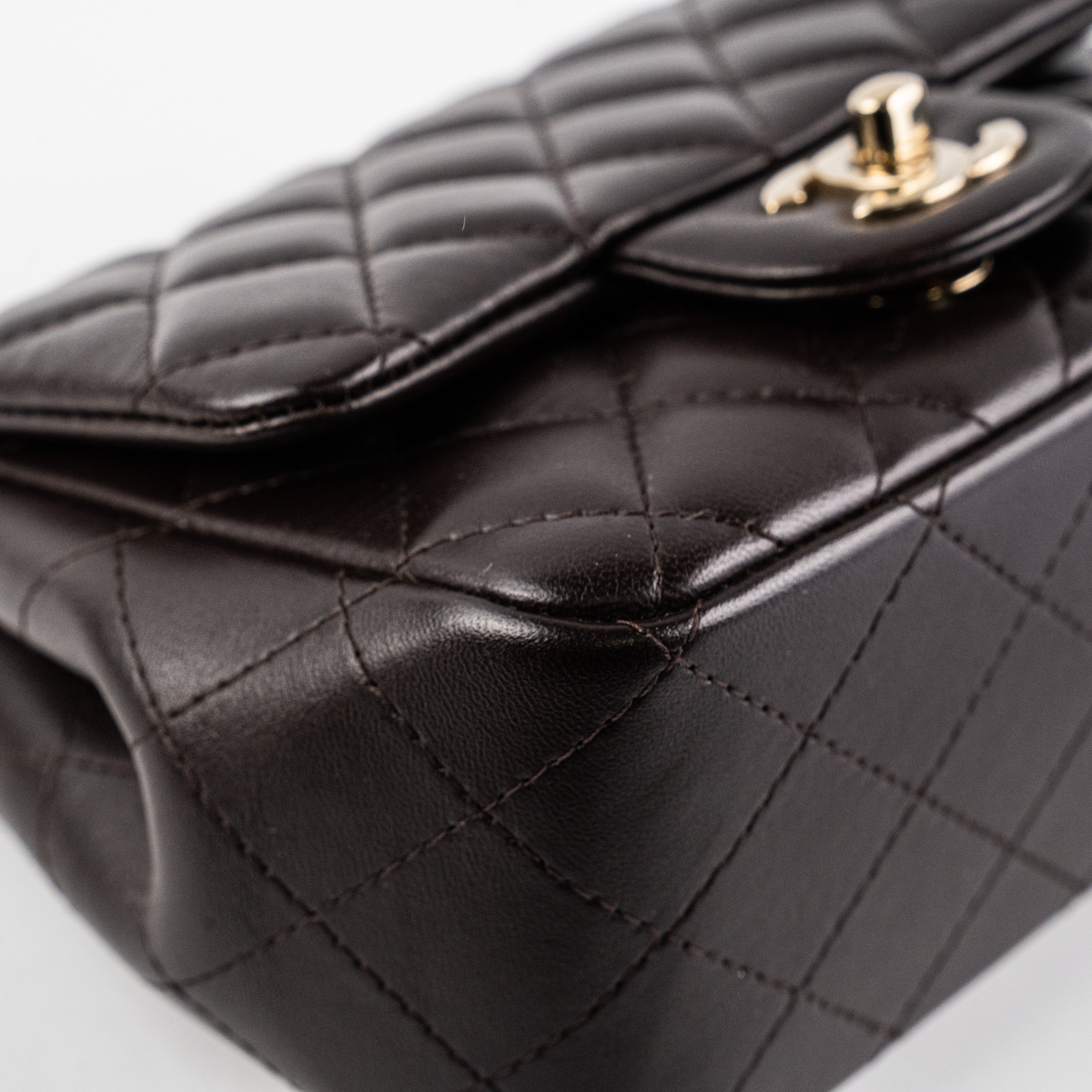 Chanel Square Mini Lambskin Dark Brown Crossbody Bag with Microchip - Luxury Small Shoulder Purse for Women, Perfect for Evening Parties & Date Nights