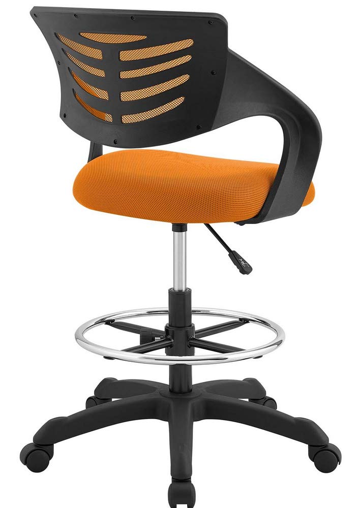 Modway Thrive Adjustable Drafting Chair - Orange Office Chair for Standing Desks & Home Office
