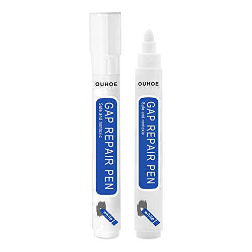 Motffsa 2 Pack White Grout Repair Pen - Waterproof Tile Gap Sealer for Bathroom, Floor & Ceiling - Restores Cracked Grout Lines (Perfect for Shower, Kitchen Backsplash & Tile Maintenance)