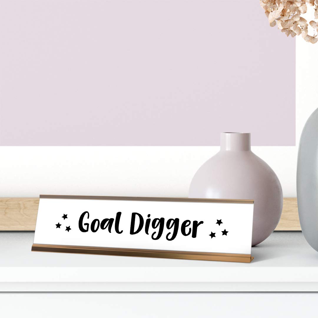 Goal Digger Desk Sign - Motivational Nameplate (2 x 8 Inch) - Perfect for Office Decor, Work Desk Inspiration & Gift for Entrepreneurs
