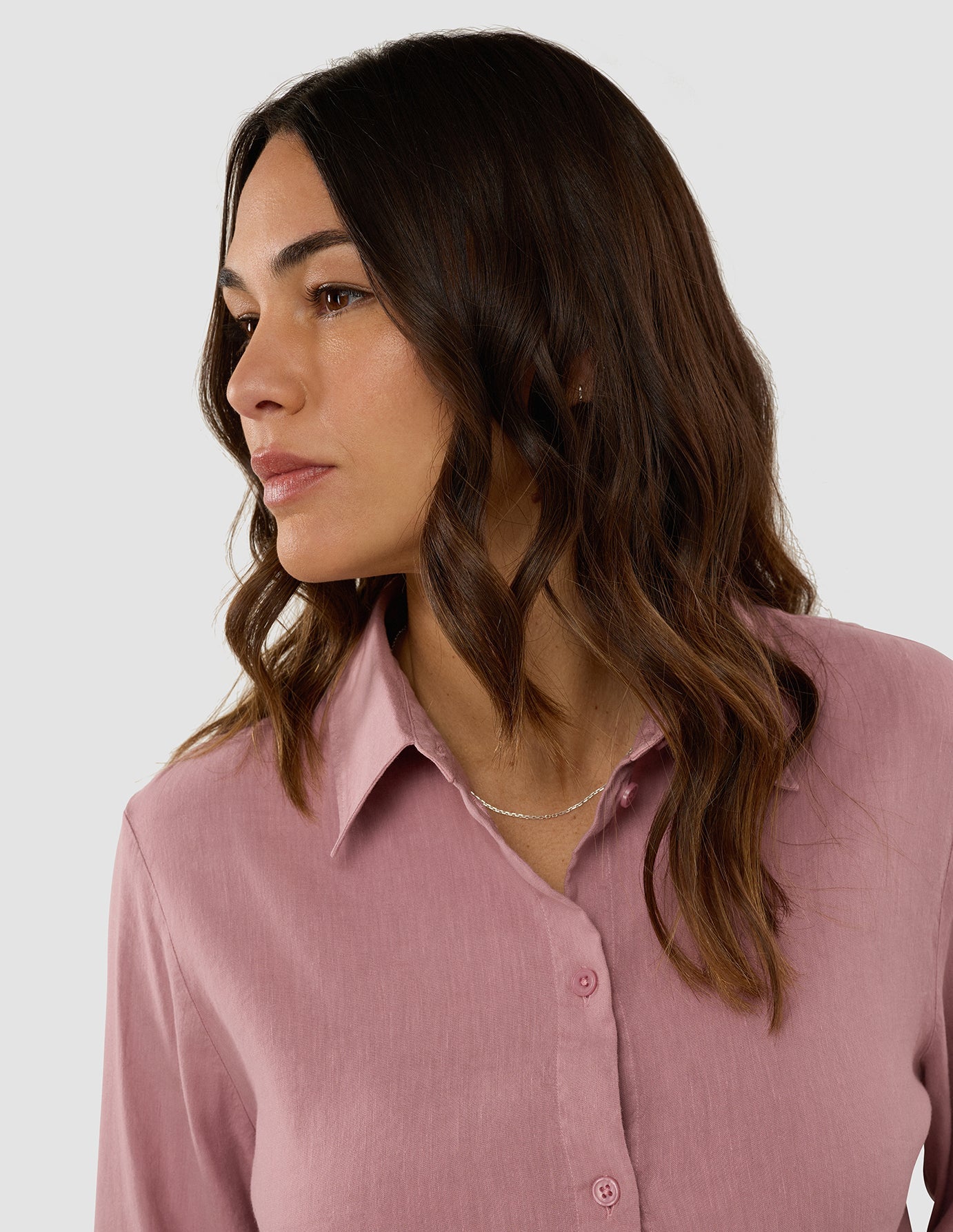 Women's Linen Shirt Dusty Cerise - Breathable Summer Blouse for Casual Wear & Beach Outfits