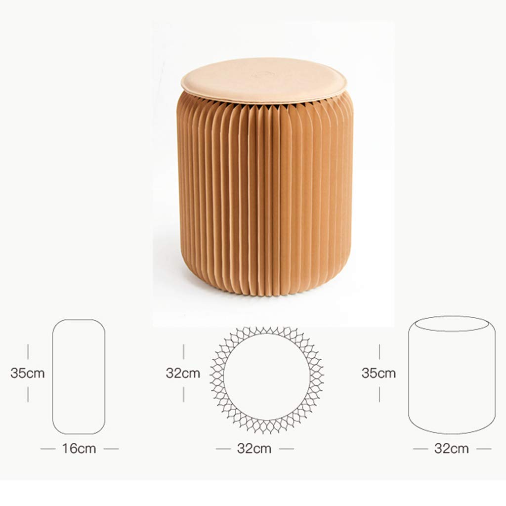 Modern Portable Folding Kraft Paper Stool - Lightweight Collapsible Chair with Round Paper Seat & Cushion - Perfect for School, Kitchen, Living Room & Dining Room - Great for Small Spaces, Outdoor Picnics & Temporary Seating