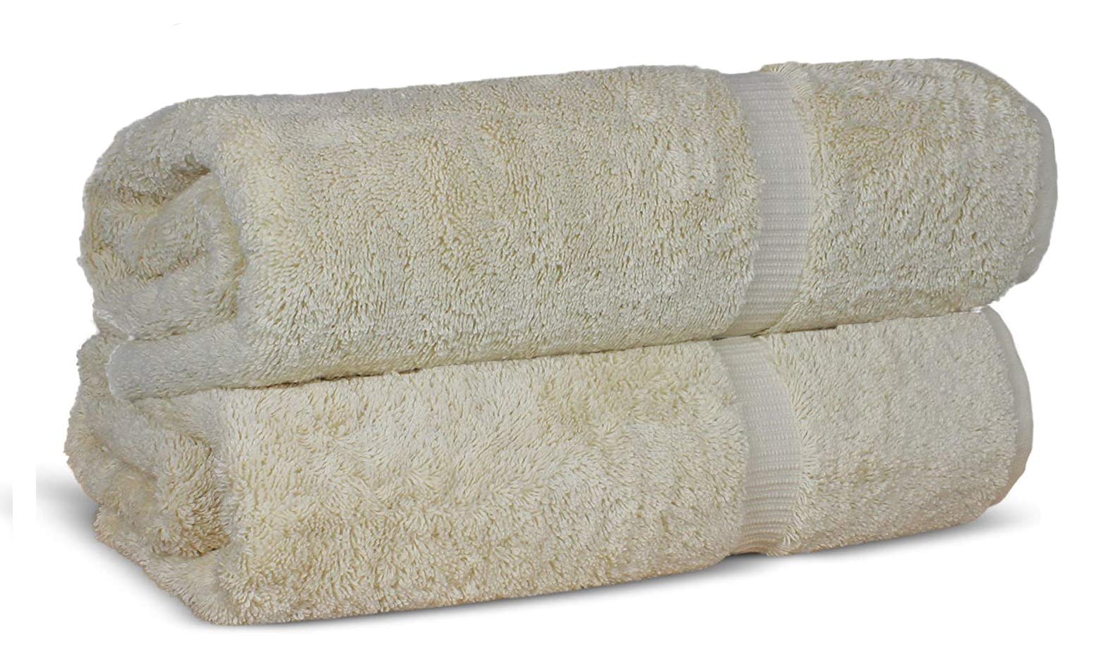 Personalized Embroidered Classic Bath Towels Set - 2 Piece 27x54 Inches Soft Absorbent Cotton Towels (Beige) for Spa, Bathroom & Guest Use