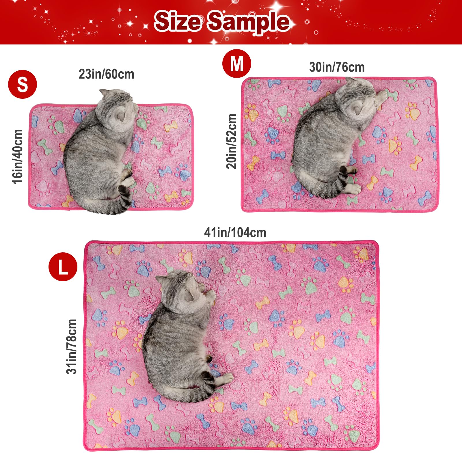 Dono 3 Pack Soft Fluffy Fleece Pet Blanket - Warm Cozy Dog & Cat Blanket with Paw Print Design for Beds, Couches & Travel - Perfect for Puppy, Kitten & Small Pets