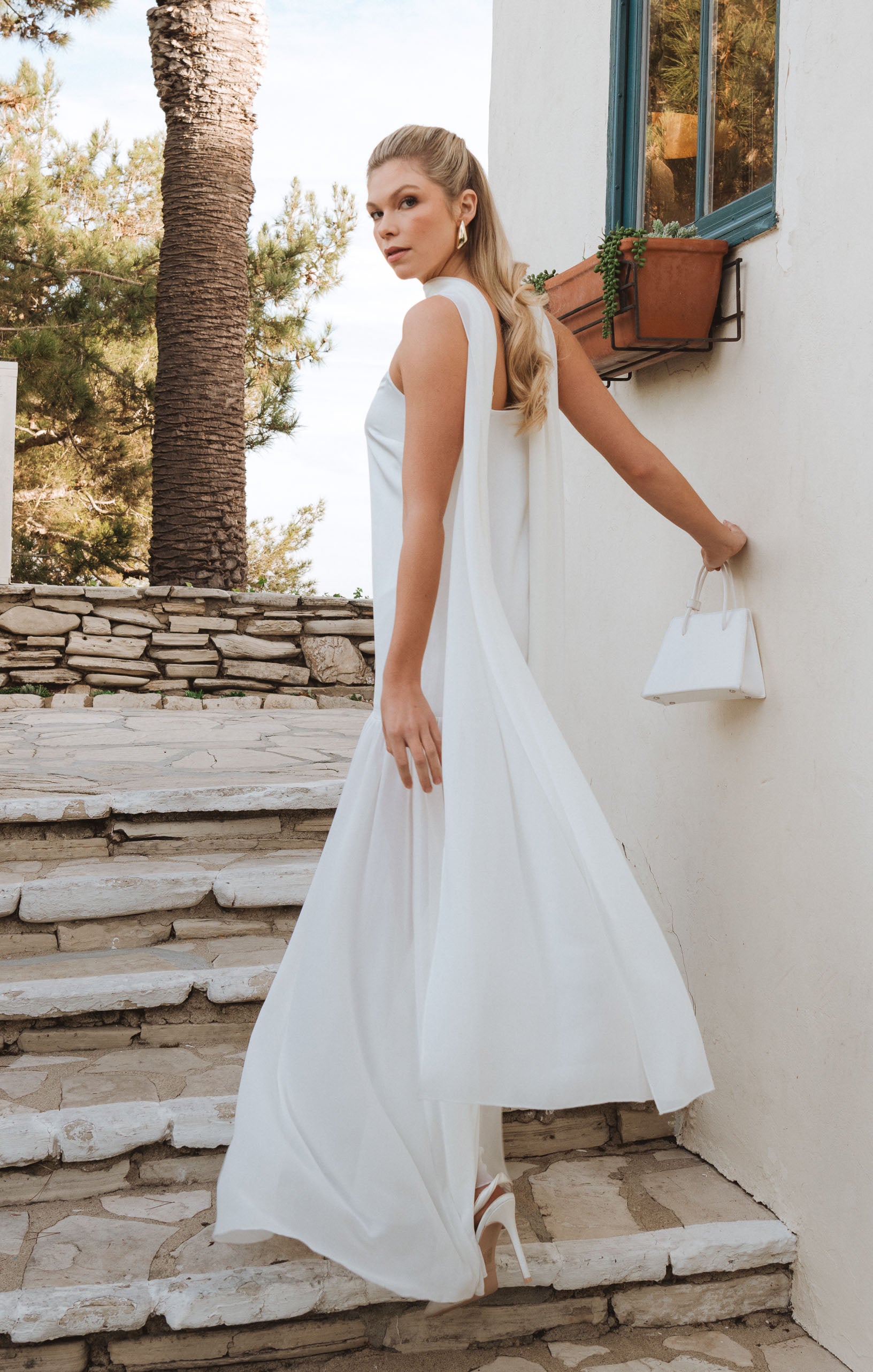 Dalia Maxi Dress - Ivory Luxe Satin Long Sleeve Formal Gown for Women | Elegant Evening Wear for Weddings, Parties & Special Occasions