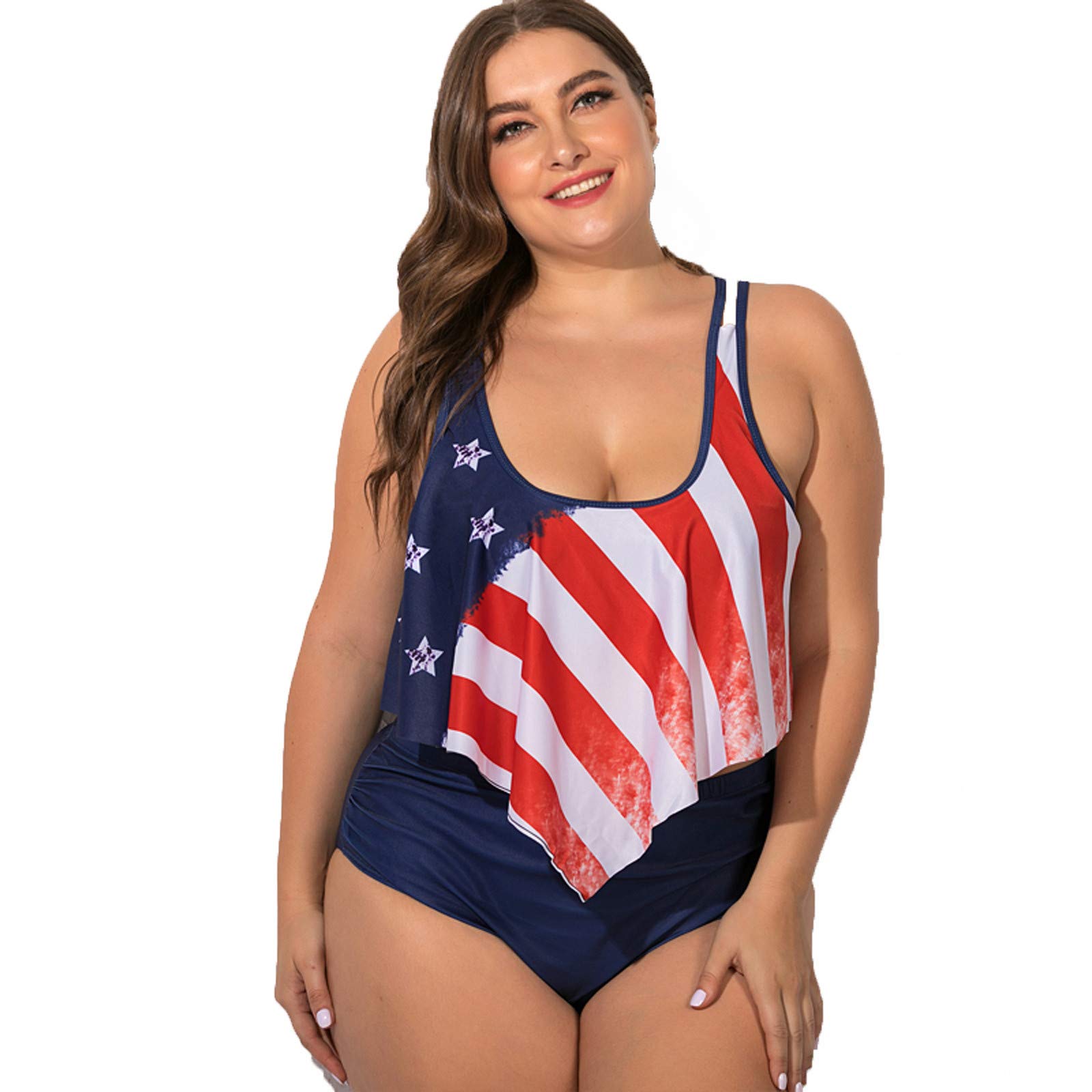 UINKISY Women's Plus Size Two Piece Swimsuit - Large Print Fashion Beachwear, Colorful High Waist Bikini Set for Swimming, Vacation & Summer Beach Outfits