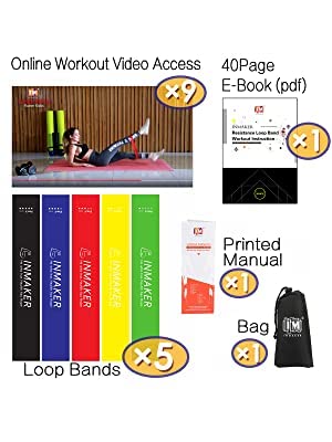 INMAKER Resistance Bands for Women - 5 Levels Leg Workout Bands for Glutes, Thighs & Butt Toning - Perfect for Home Gym, Yoga, Pilates & Fitness Training